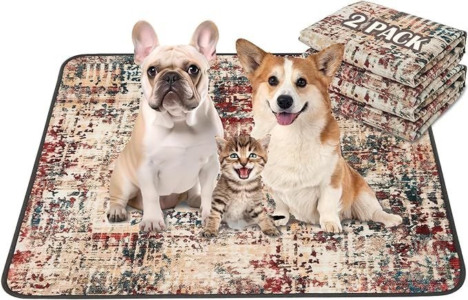 Qeils Washable Pee Pads for Dogs, 2 Pack Reusable Puppy Pads 18"x24" Super Absorbent Leakproof Dog Training Pads, Non-Slip Potty Pads for Floor, Crate Qeils Washable Pee Pads for Dogs, 2 Pack Reusable Puppy Pads 18"x24" Super Absorbent Leakproof Dog Training Pads, Non-Slip Potty Pads for Floor, Crate